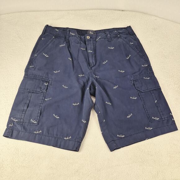 GH Bass & Company Men's Cargo Shorts All Over Shark Print Size 38 Cotton Casual - Picture 1 of 13
